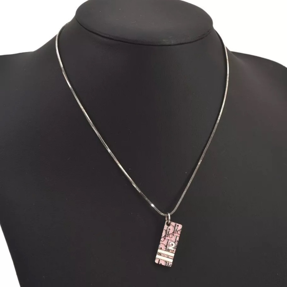 Dior Silver Necklace with Pink Pendant